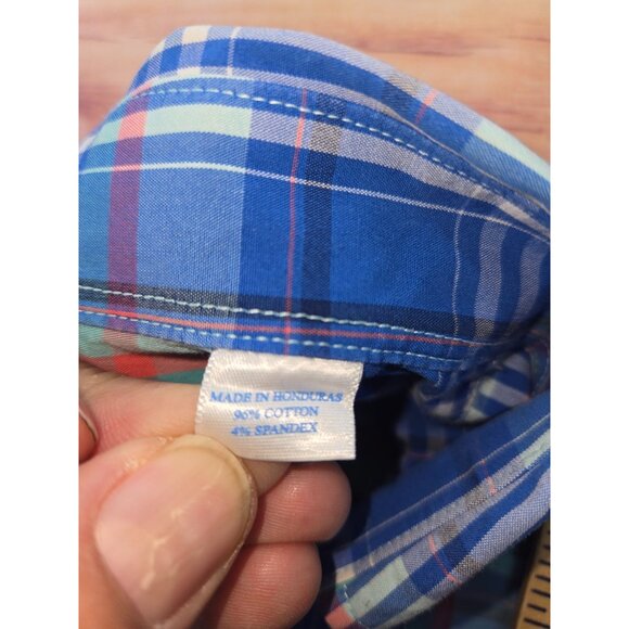 Southern Tide Mens Skipjack Blue Plaid Dress Shirt Medium - Picture 7 of 8